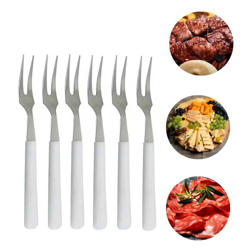 Kit 6 Garfos para Petiscos em Aço Inox White Wincy