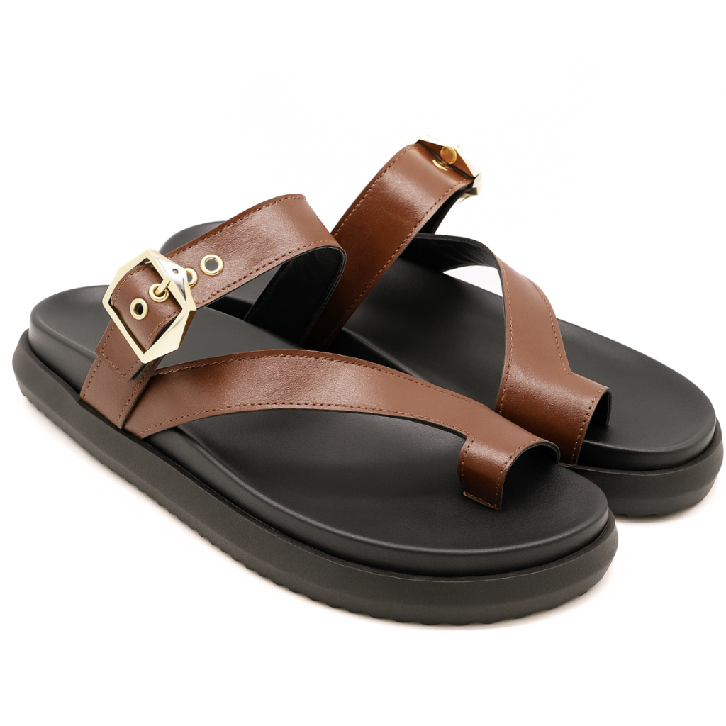 Sandalia Papete Flatform Flor da Pele Floter Cacau Conforto e Estilo 007 PROMOÇÃO