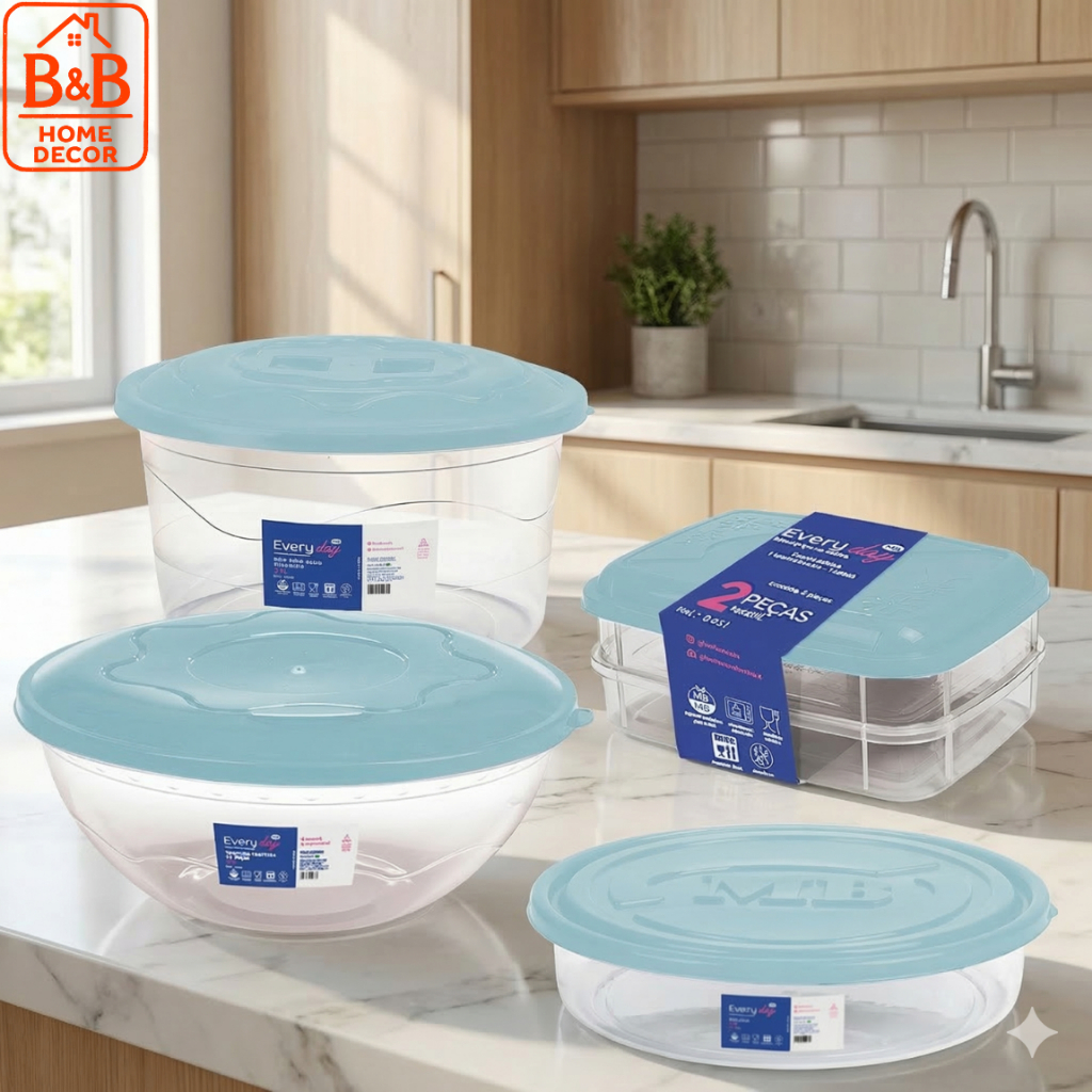 Kit Organizador De Geladeira 4 Peças Potes De Plástico Porta Frios E Torteira BPA Free