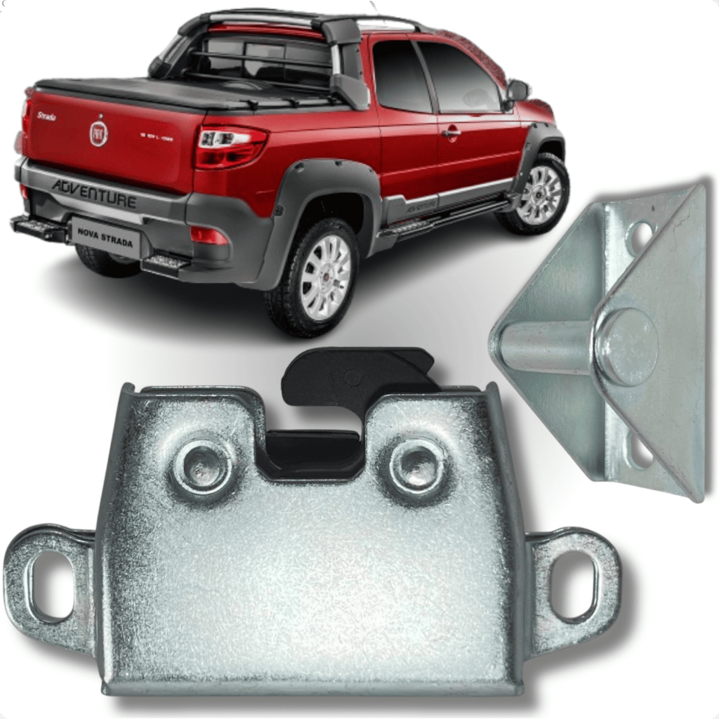 Kit Fechadura + Batente Lado Esquerdo Tampa Traseira Caçamba Fiat Strada G1 G2 Após 2004