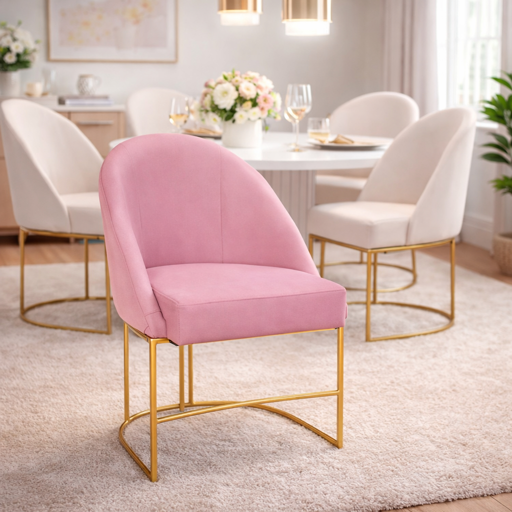 Cadeira Lua para Mesa de Jantar Sala Cozinha Base de Ferro Industrial Dourado - Poltrona Cadeira com Pé de Ferro