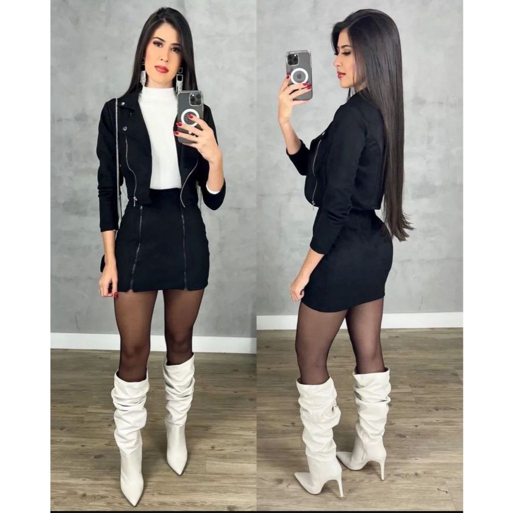 Jaqueta Suede Feminina Camurça Elegante Curta Moda Casual Inverno