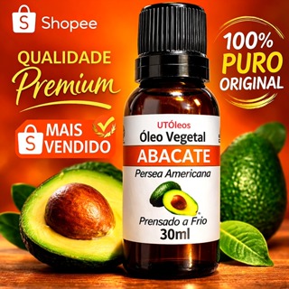 Abacate Óleo Vegetal 100% Puro Massagens Corporais 30ml em Oferta na Shopee