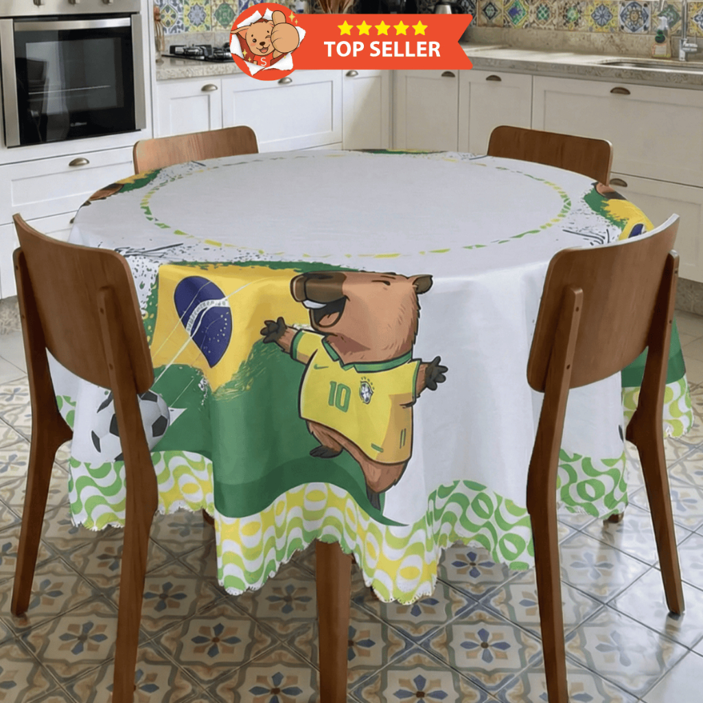 Toalha de mesa Redonda p/ 4 lugares 1.50x1.50 Estampa Exclusiva Copa