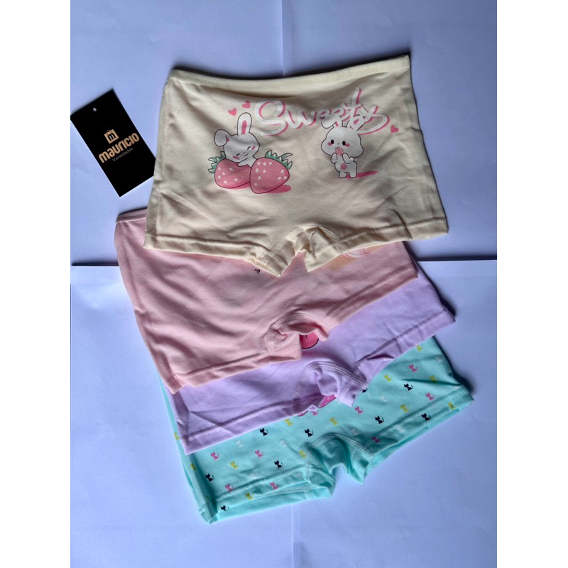 1 calcinha Boxer infantil Macias e Confortáveis para Meninas com Estampas de Desenhos Animados e Cores Sortidas