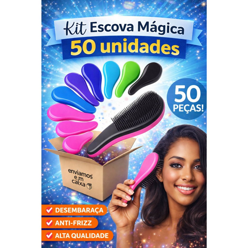 Atacado 50 Escovas Mágicas Anti Frizz – Ideal Para Revender | Escolha a Cor