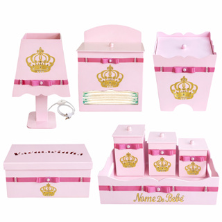Kit de Higiene para bebê Menina Rosa Tema Coroa em Oferta na Shopee