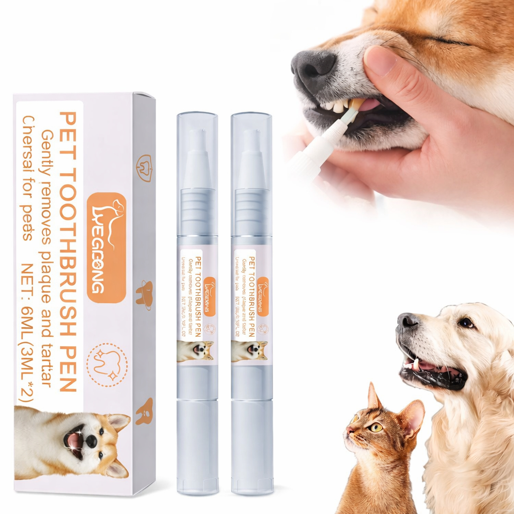 2 Canetas para Limpeza Dental de Pet Cães E Gatos Remove Tártaro Escova de Dente Animais Estimação