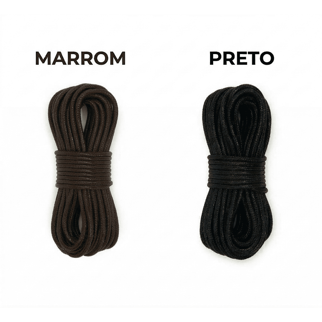 Fio Cordão Encerado 1,5mm p/ Bijuterias Colar Pulseira Artesanato - 10m Marrom ou Preto