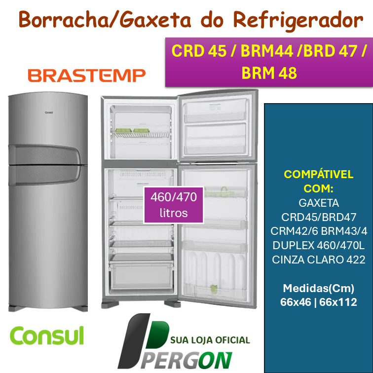 💚Borracha ✨CRD 45 Geladeira de Porta Dupla Modelos ✨CRD45✨BRD47✨CRM42/6✨BRM43/44✨DUPLEX 460/470L