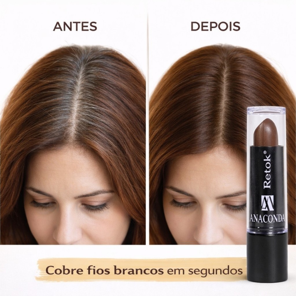 Retoque de Raiz Castanho Cobre Fios Brancos Corretivo Capilar bastão Retok Stick Batom para Cabelo