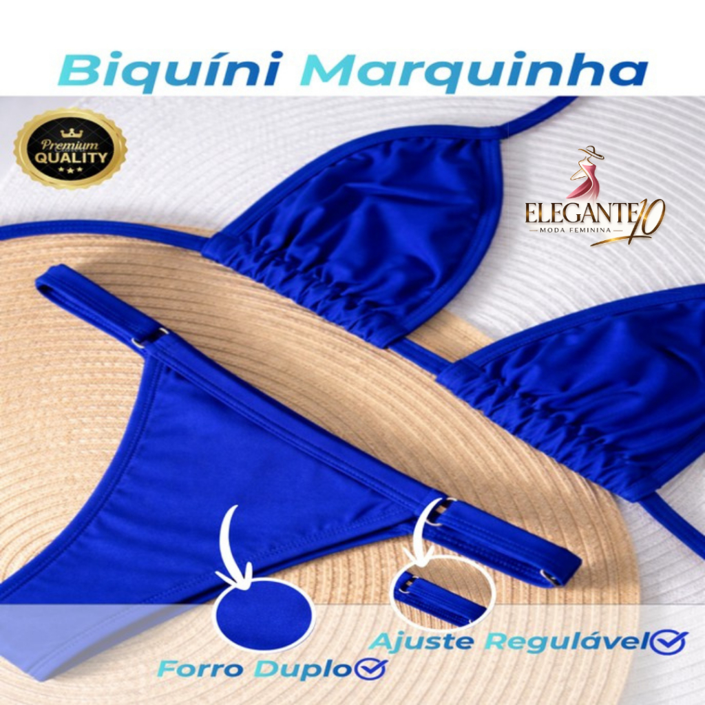 Biquíni Feminino Cortininha Fio Dental Marquinha de Fita