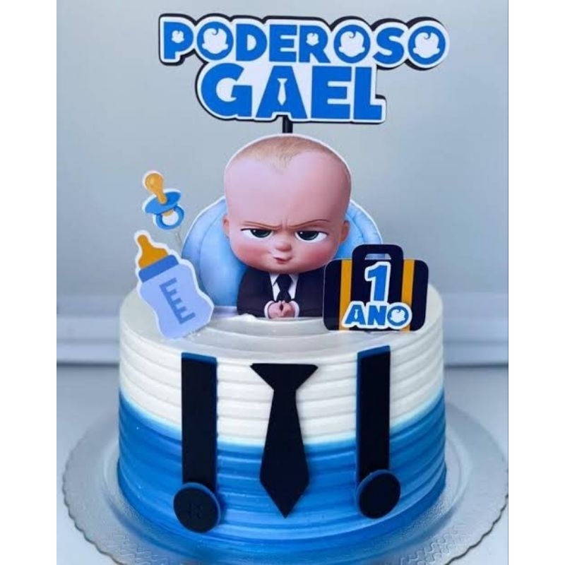 TOPPER DE BOLO PARA ANIVERSÁRIO PERSONALIZADO COM NOME E IDADE 3D TEMA PODEROSO CHEFINHO