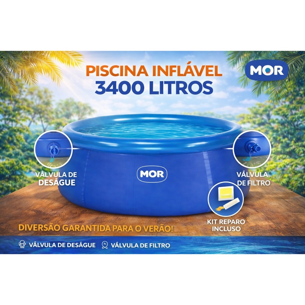 Piscina Redonda Inflavel 3400 Litros 1050 - Mor em Oferta na Shopee