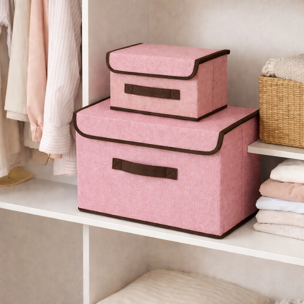 Kit Caixa Organizadora com Tampa Dobrável Resistente Decorativa