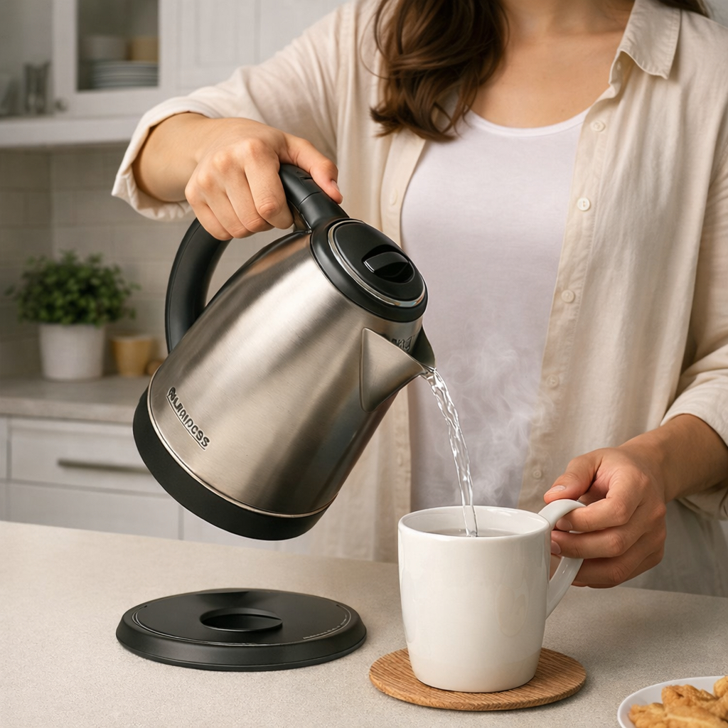 ⚡ Chaleira Elétrica Inox 2L 220V Aquecimento Rápido Base Giratória Desligamento Automático