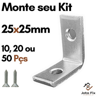 Cantoneira para Moveis 25 x 25mm Cantoneira L Reforço p Madeira Movel Cadeira Zincado com Parafusos