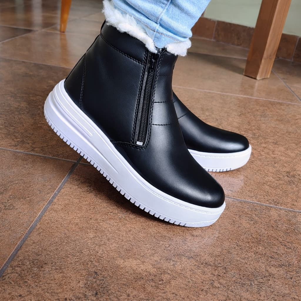 Tênis Feminino Zíper Bota Feminina Pelinho Sapato Feminino Casual