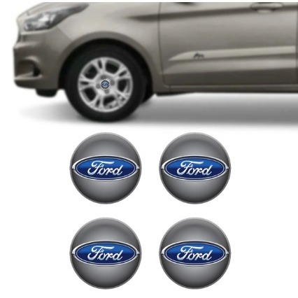 Kit 4 Emblema Adesivo Calota Ford Ka Resinado Azul 48mm