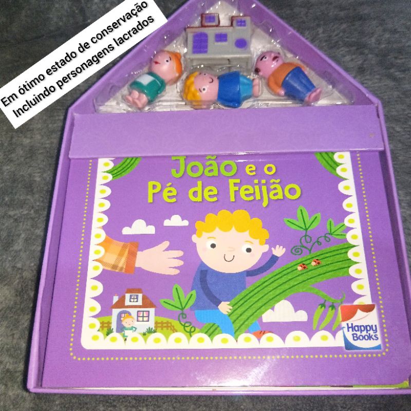 Livro infantil - João e o pé de feijão, incluindo personagens e cenário