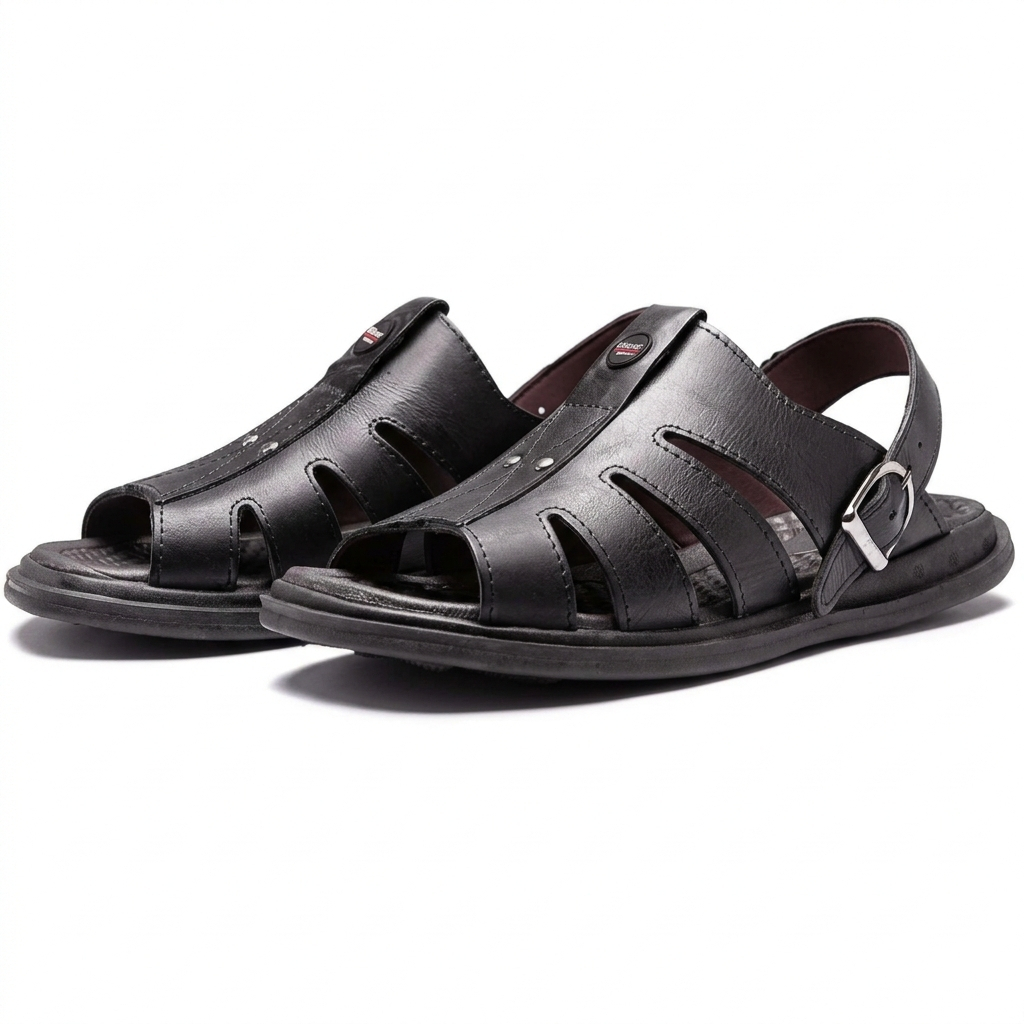 Sandália Chinelo Masculino Em Couro Legítimo Anti Stress Anatômico Ortopédico