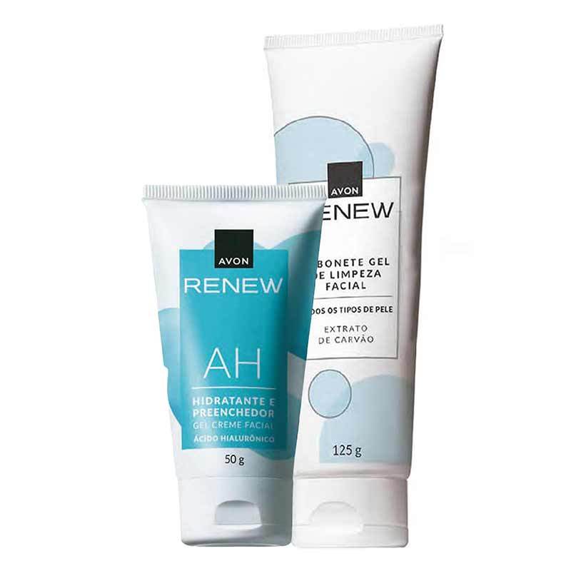 Avon Kit Renew Preenchedor  Hidratante Com Ácido Hialurônico 50g e Sabonete Gel Limpeza 125g