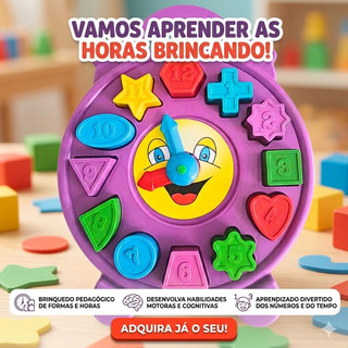 Relógio de Brinquedo Educativo para Bebês Peças Geométricas