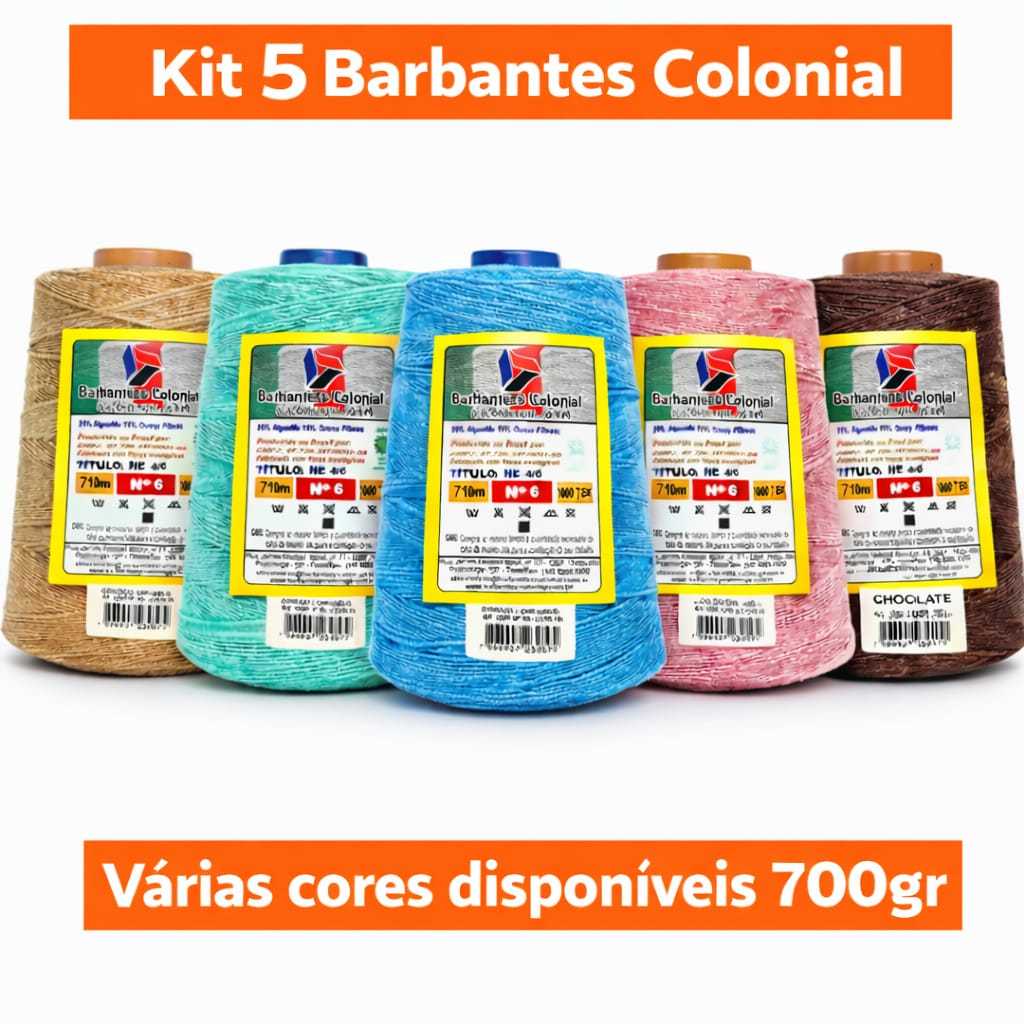 Kit 5 Barbantes Colonial 700gr. Fio 4, 6 ou 8. Tabela nas fotos do anúncio, passar as cores no chat