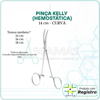 Pinça Kelly 14 Cm Curva (hemostatica) em Oferta na Shopee