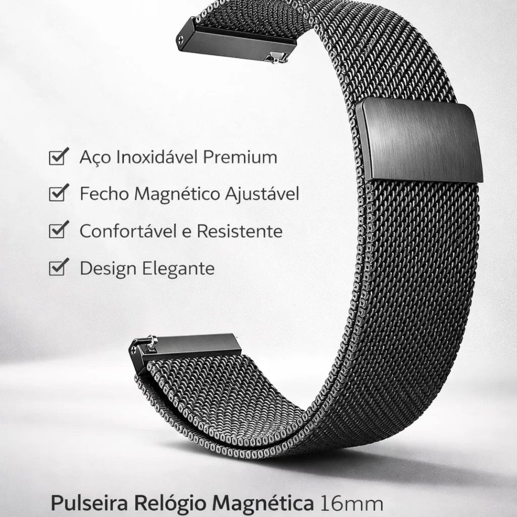 Pulseira Relógio Smartwatch Magnetica 16mm Resistente Elegante