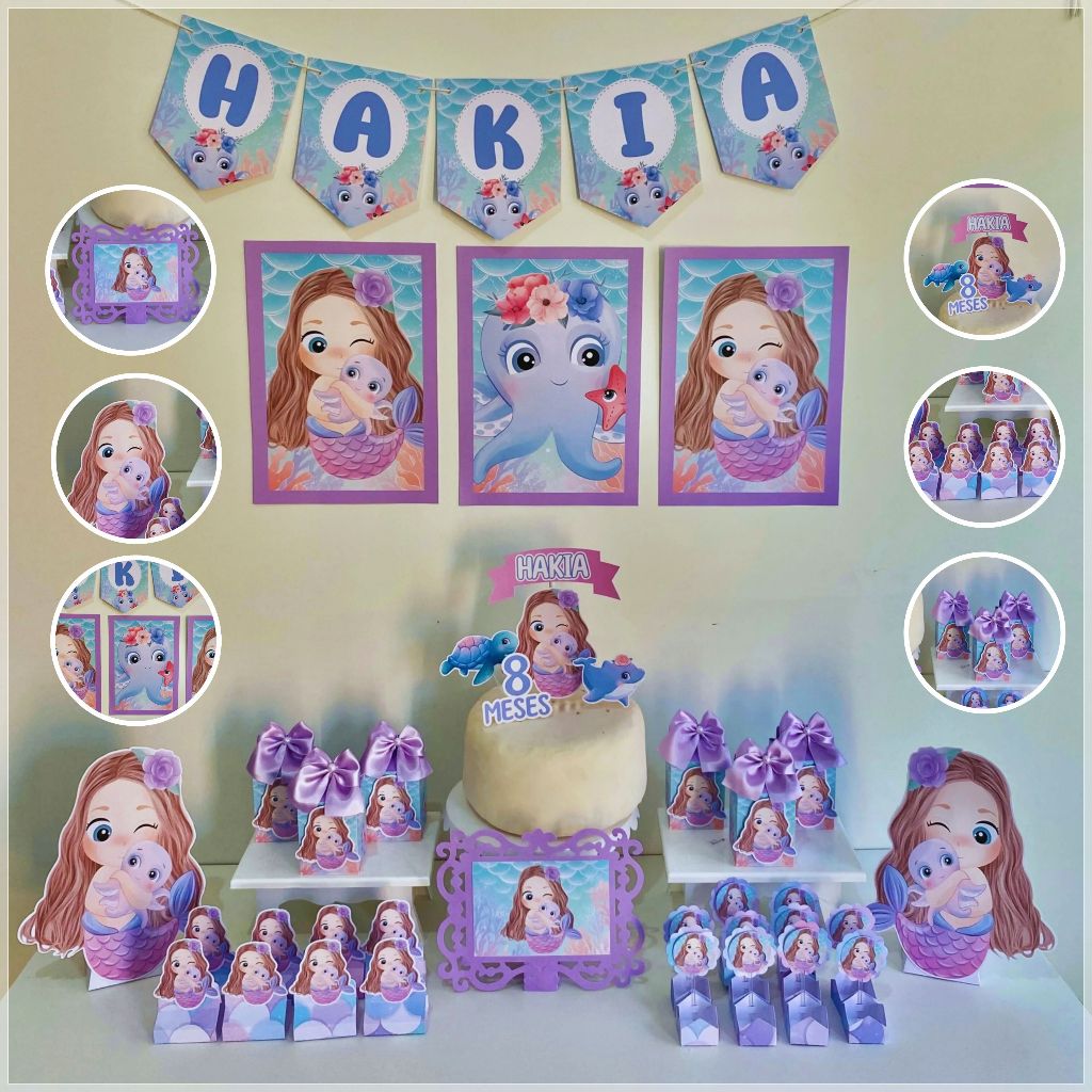 Kit festa SEREIA 50 ITENS  | Kit só um Bolinho Personalizado | Lembrancinhas | aniversário | VÁRIOS TEMAS Pronto pra Uso