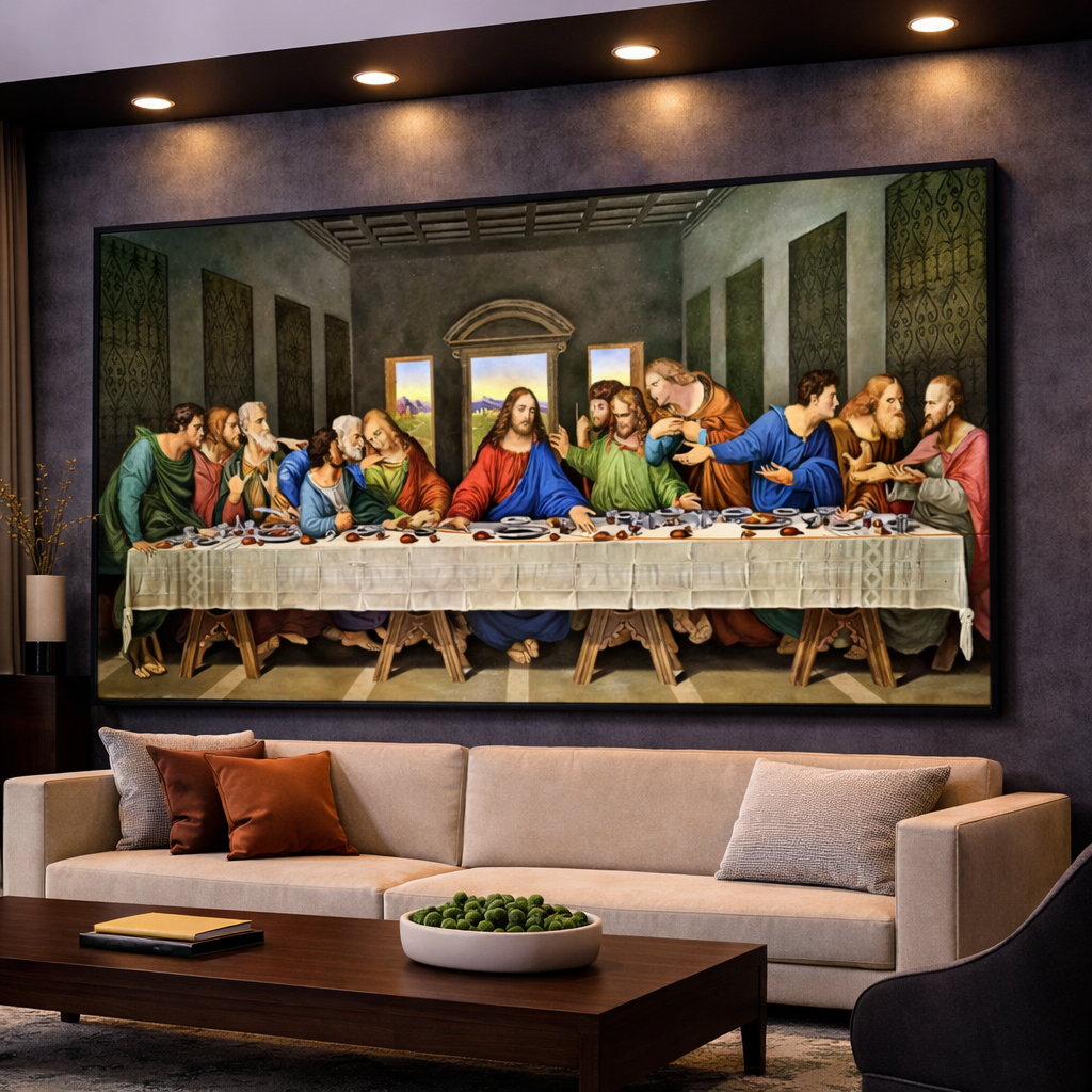 Quadro Decorativo Santa Ceia Mosaico Sala Quarto Escritório Hall