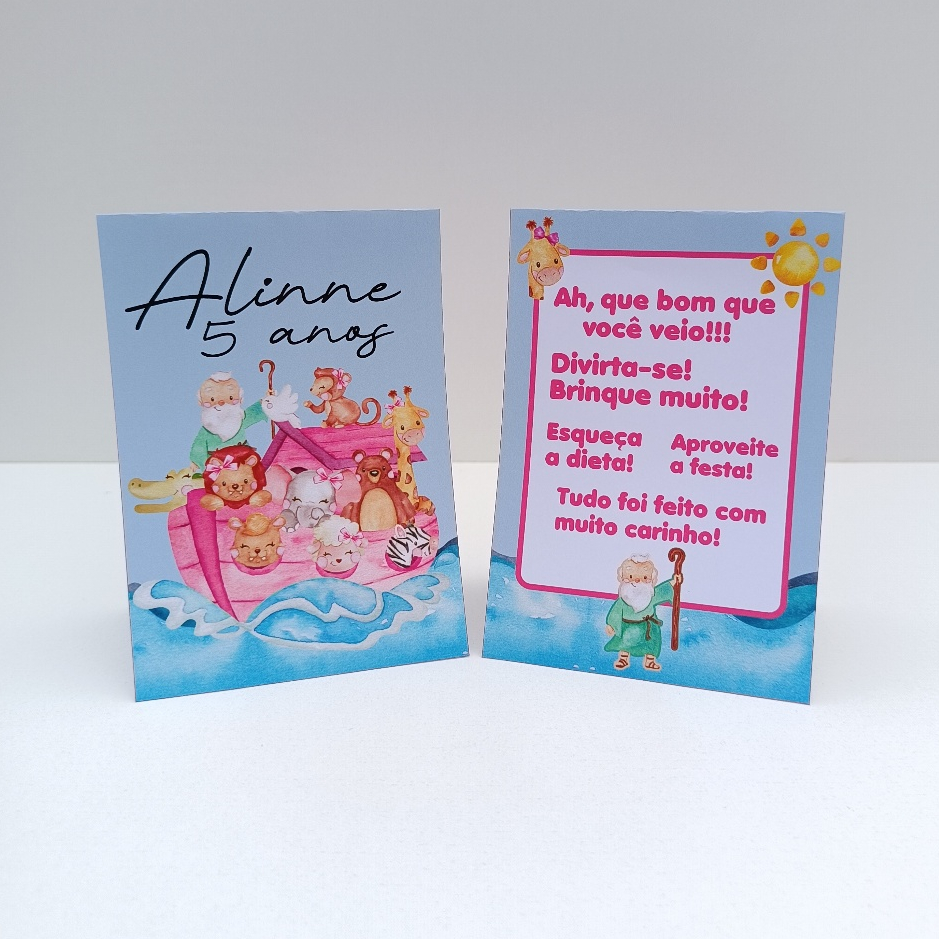 Plaquinha de Agradecimento Arca de Noé Menina l Personalizados l Lembrancinha de Festa l Aniversário
