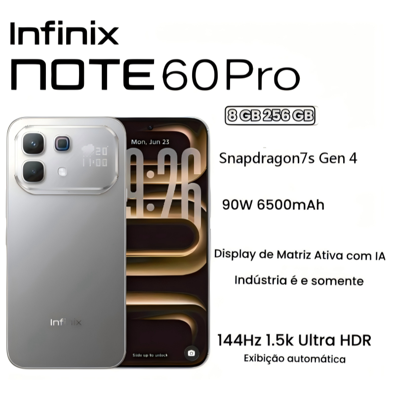 Infinix Note 60 Pro 5g Nfc Versão Global 16gb(8+8) /256gb Processador Snapdragon 7s Gen 4 Bateria 6500mAh