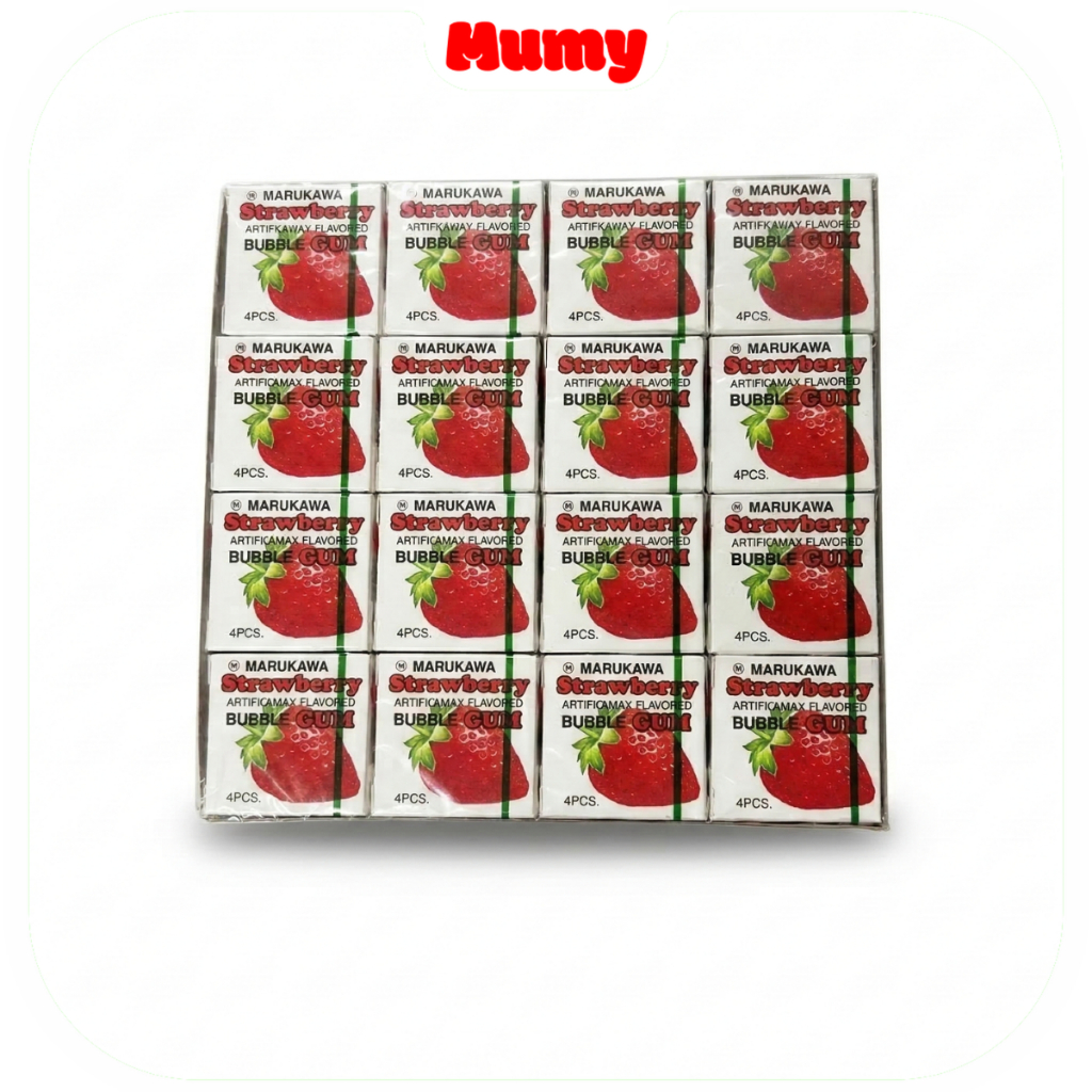Chiclete De Morango Sabor Strawberry Marukawa 260g - Strawberry Bubble Gum - Mumy box