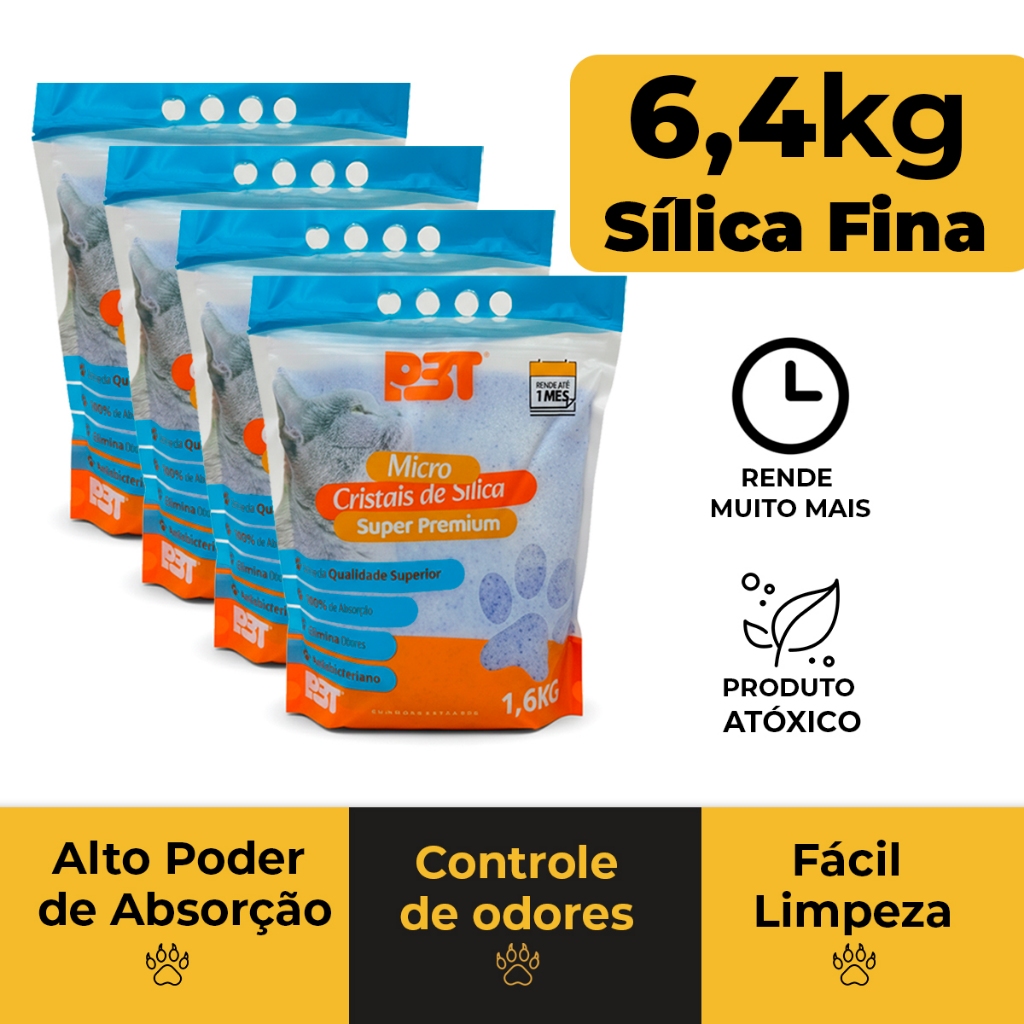 Areia Sanitária de Gato Micro Cristais Sílica FINA P3T