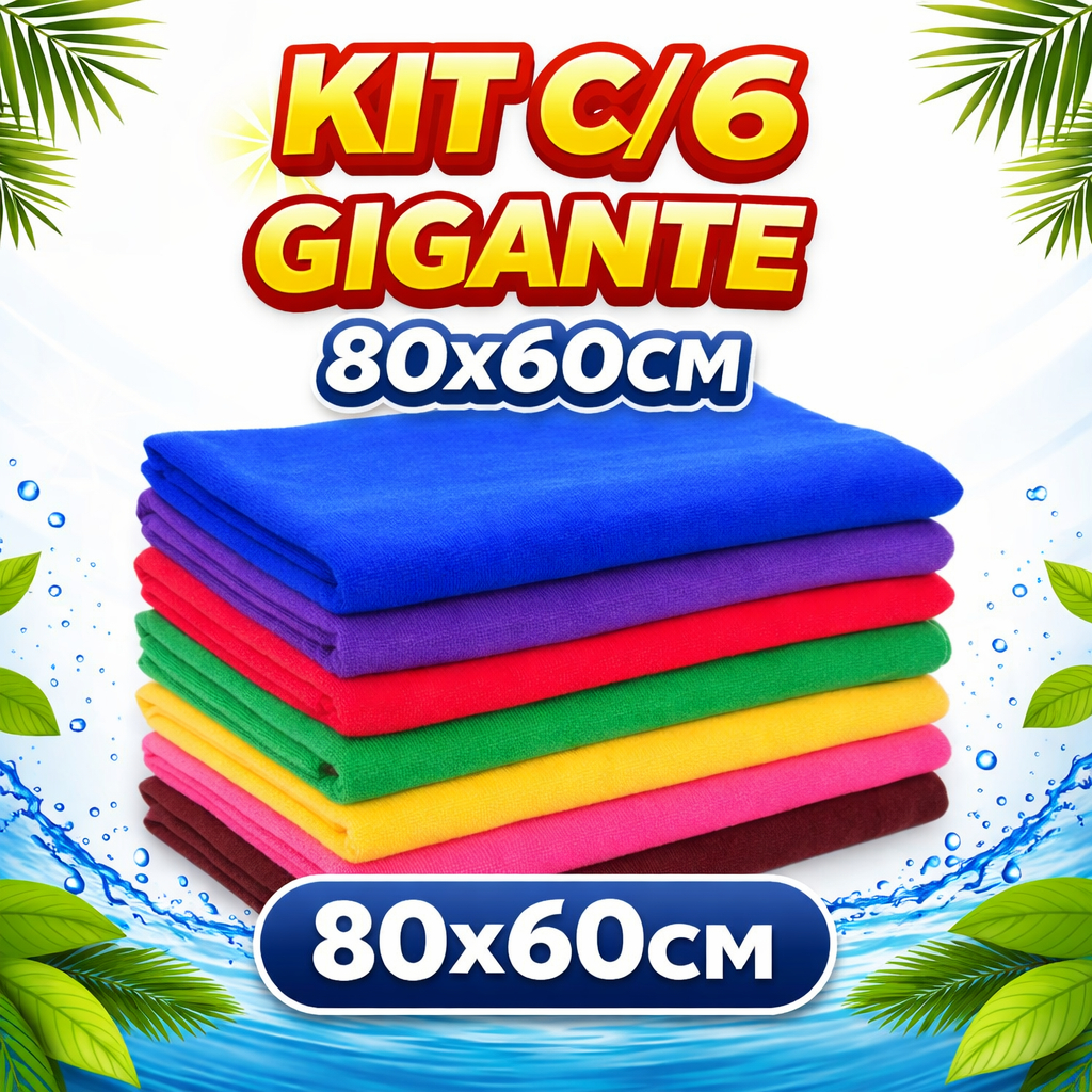 Panos de Chão Microfibra Gigante Kit 6 Un 80x60cm Qualidade Premium Estética automotiva Frete Grátis em Oferta na Shopee