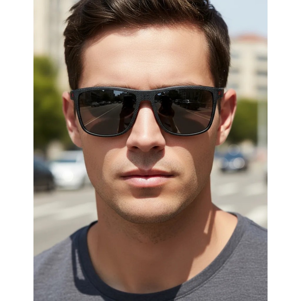 Óculos Masculino de Sol Polarizado Quadrado Texturizado com Proteção 400UV em Oferta na Shopee