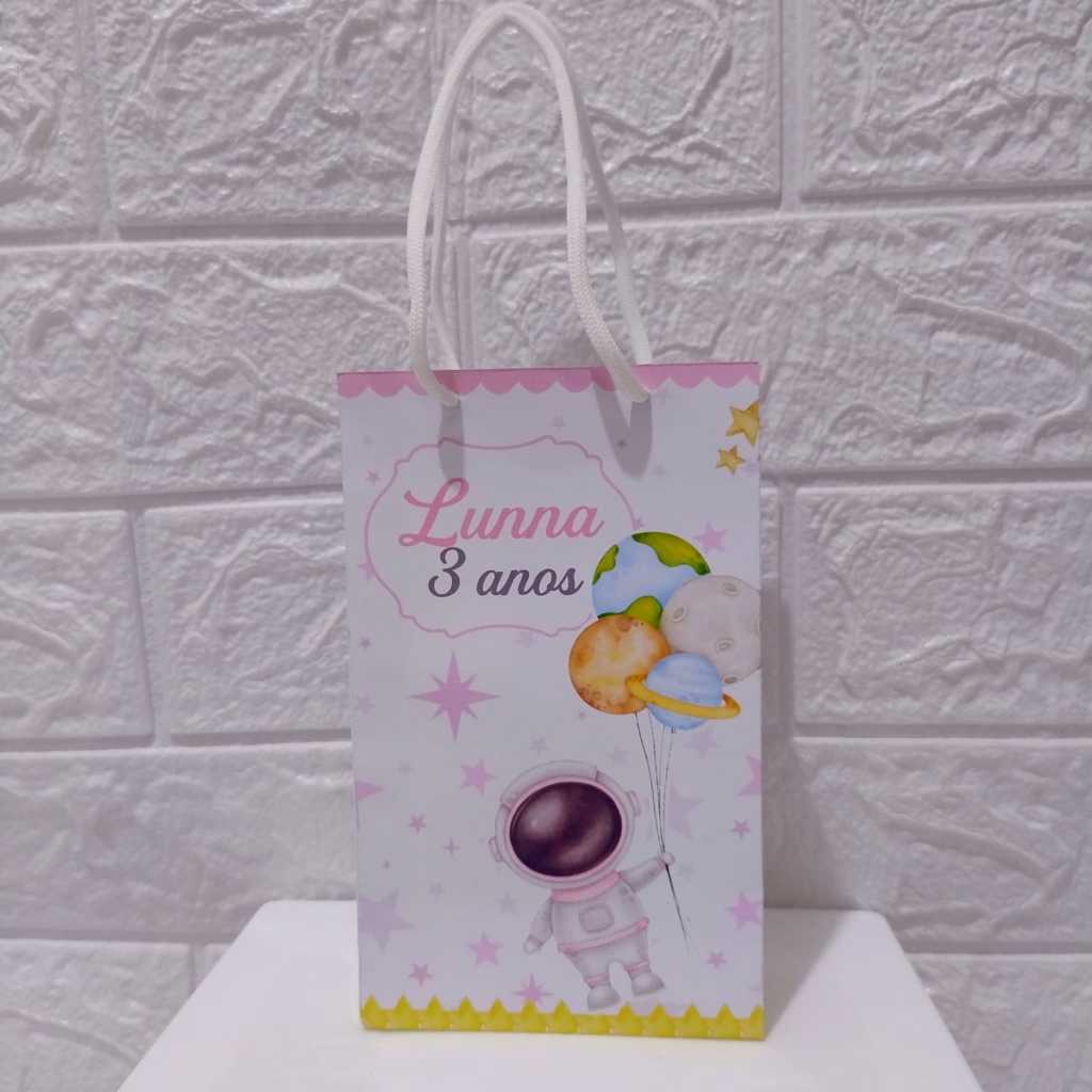 Sacolinha surpresa ASTRONAUTA MENINA ROSA/ PARA MONTAR/ lembrancinhas ASTRONAUTA/ personalizados MENINA