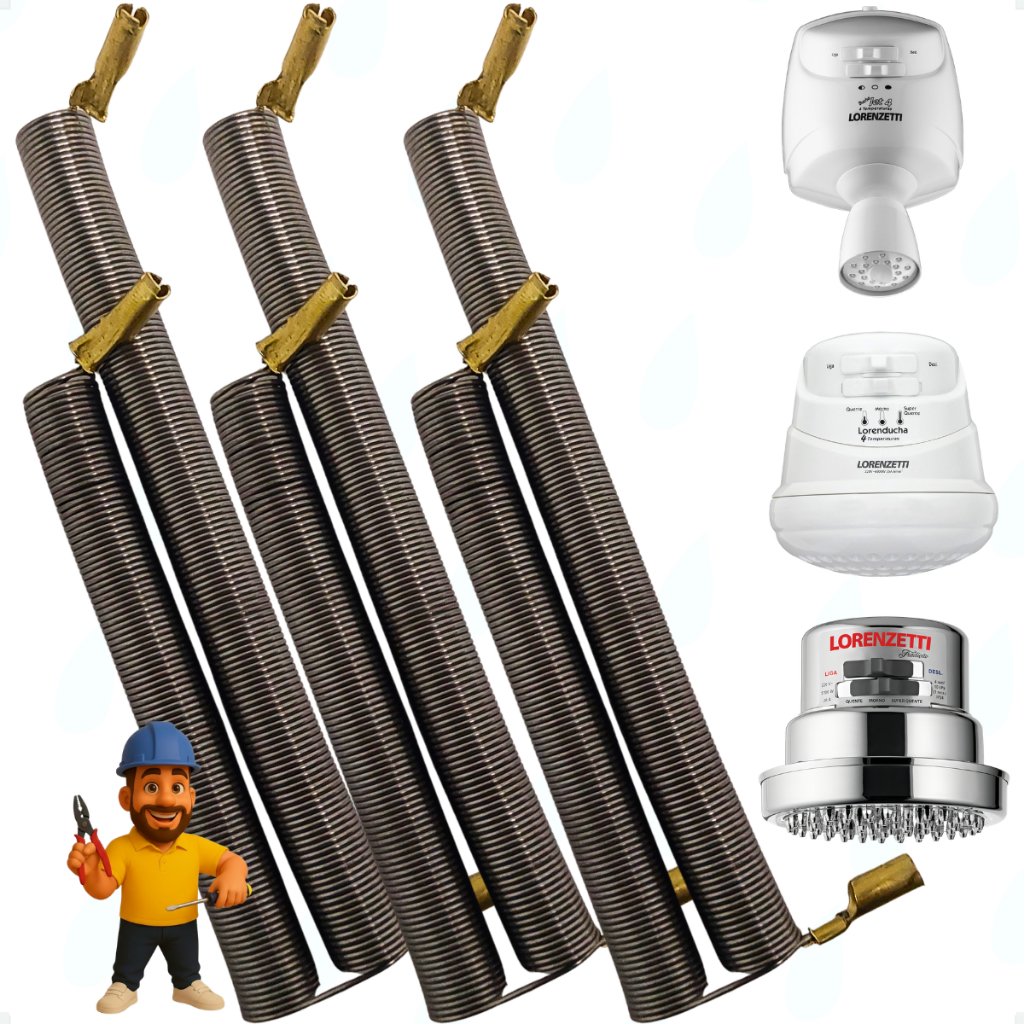 Kit 3 Resistência Tradição Loren Ducha Jet Set Satisfaction Jet Control Multitemperaturas 6800w 220v