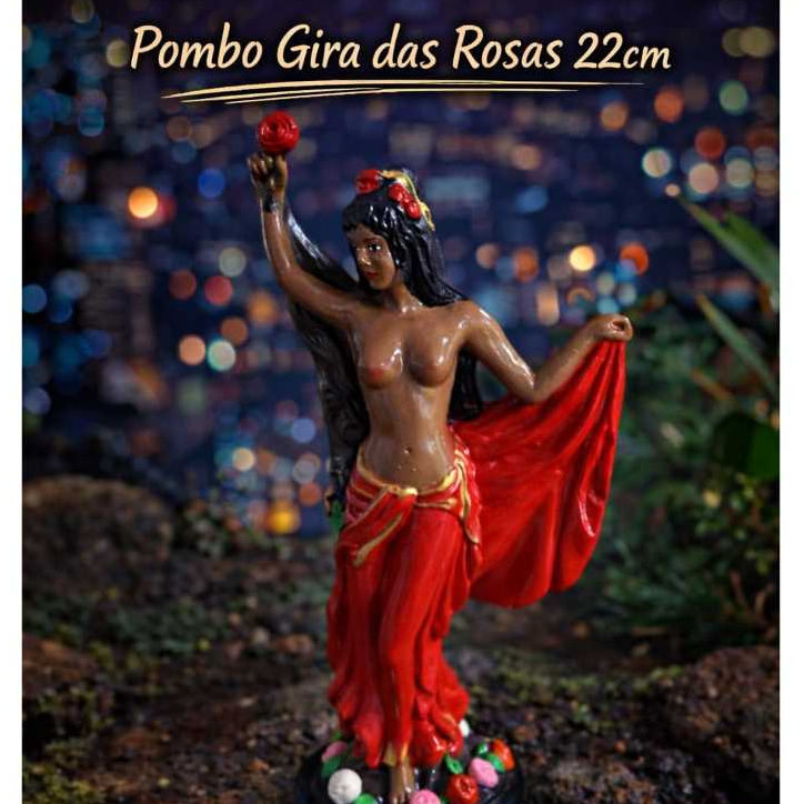 IMAGEM POMBO GIRA DAS ROSAS CIGANA  25CM DE GESSO