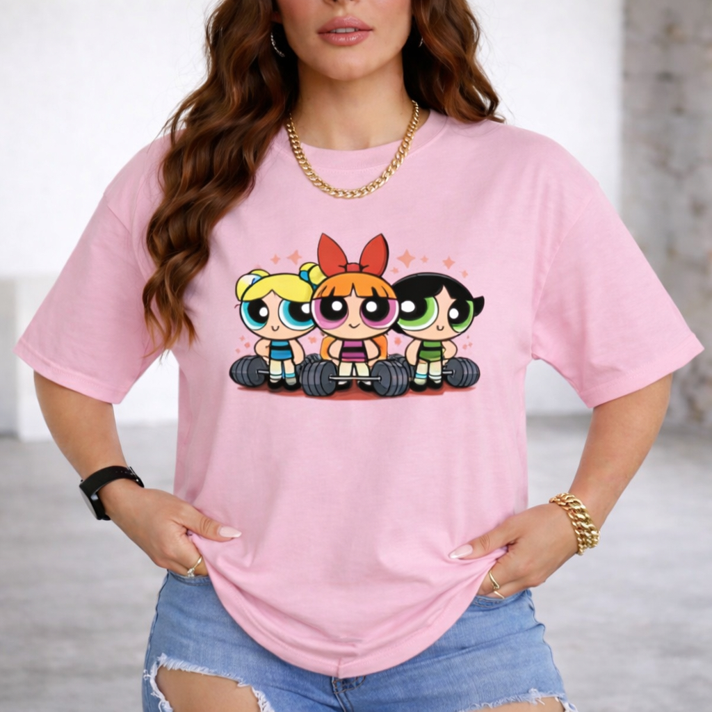 Camiseta Casual Meninas Super Poderosas Academia Docinho Lindinha Florzinha - 100% algodao Alta Qualidade