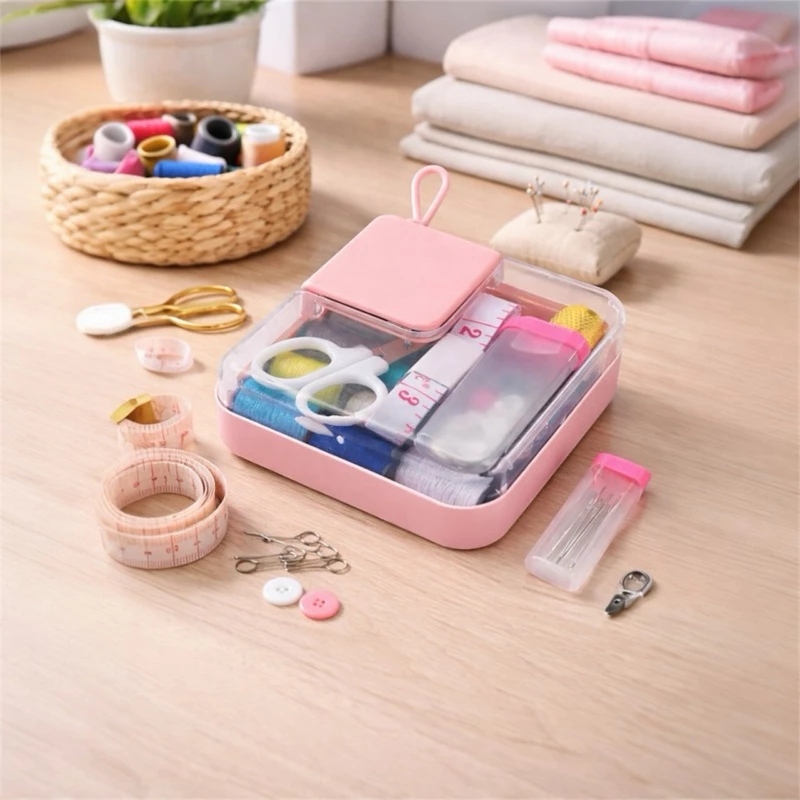 Kit costura completo portatil linha agulha tesoura alfinete botao reparo roupa viagem emergencia rapido de achadinhos