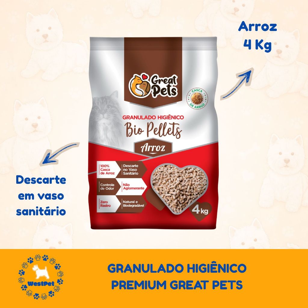Areia Higiênica de Arroz para Gatos – 100% Natural, Biodegradável, Sem Cheiro, Zero Rastro, Alto Rendimento