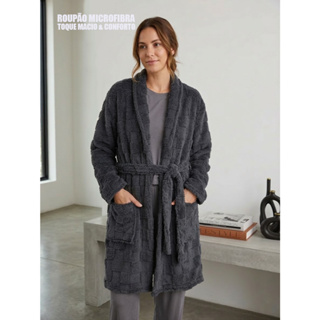 Roupão Aveludado Longo E Grosso Quente Macio Adulto em Oferta na Shopee