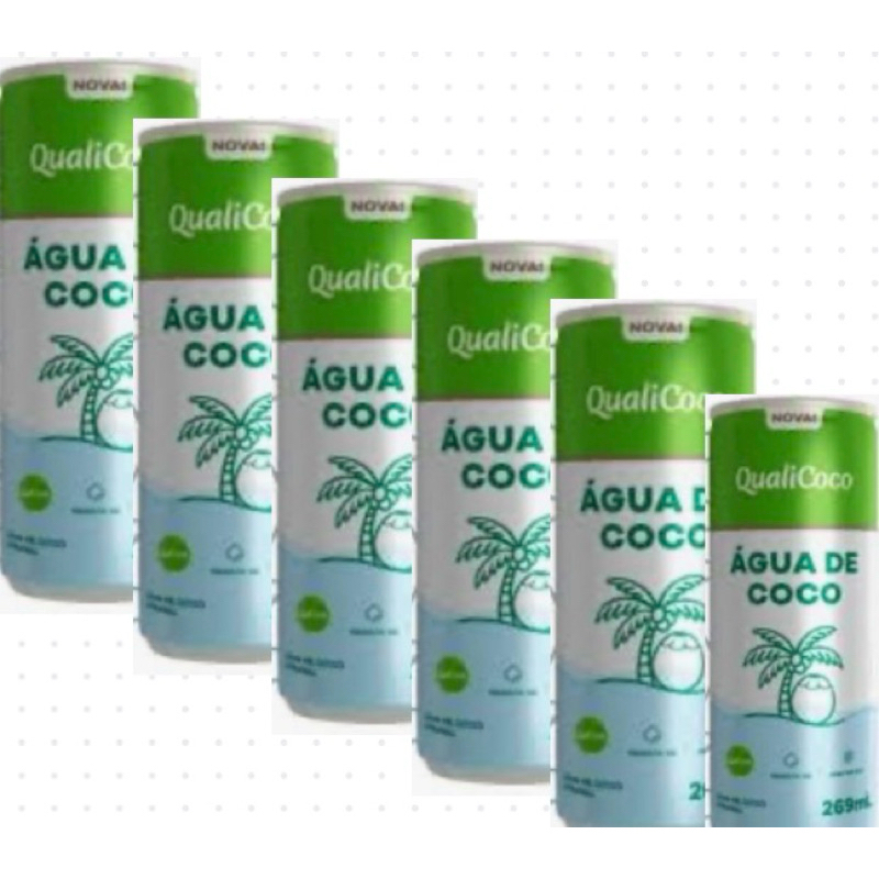 kit 6 água de coco lata 269ml qualicoco