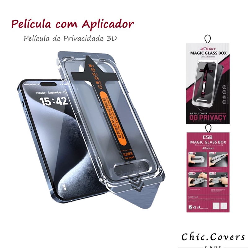 Película de Vidro de Tela Inteira Alta Definição Fácil de Aplicar, Compatível com iPhone 11 12 13 14 16 17 Pro Max XR