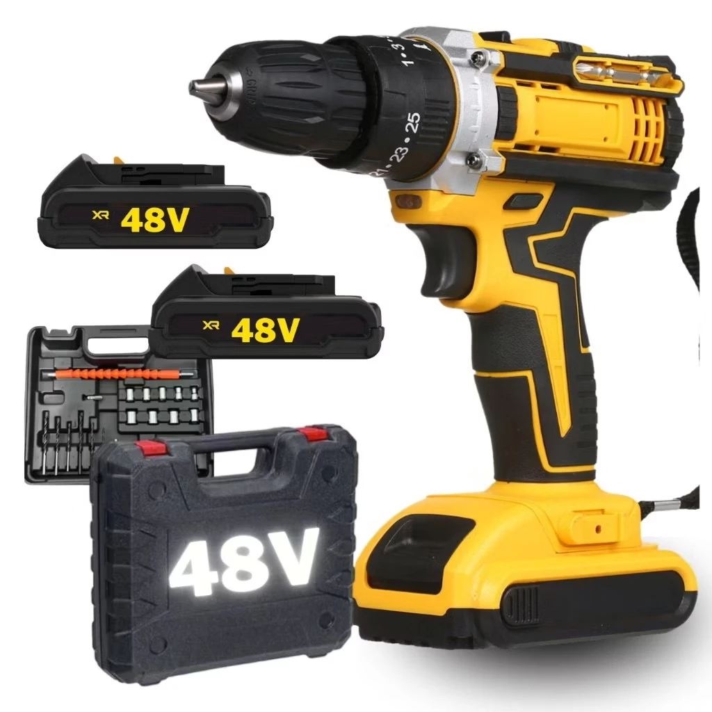 Parafusadeira Furadeira 18V/48V 2 Baterias Com Maleta e Acessorios Completo