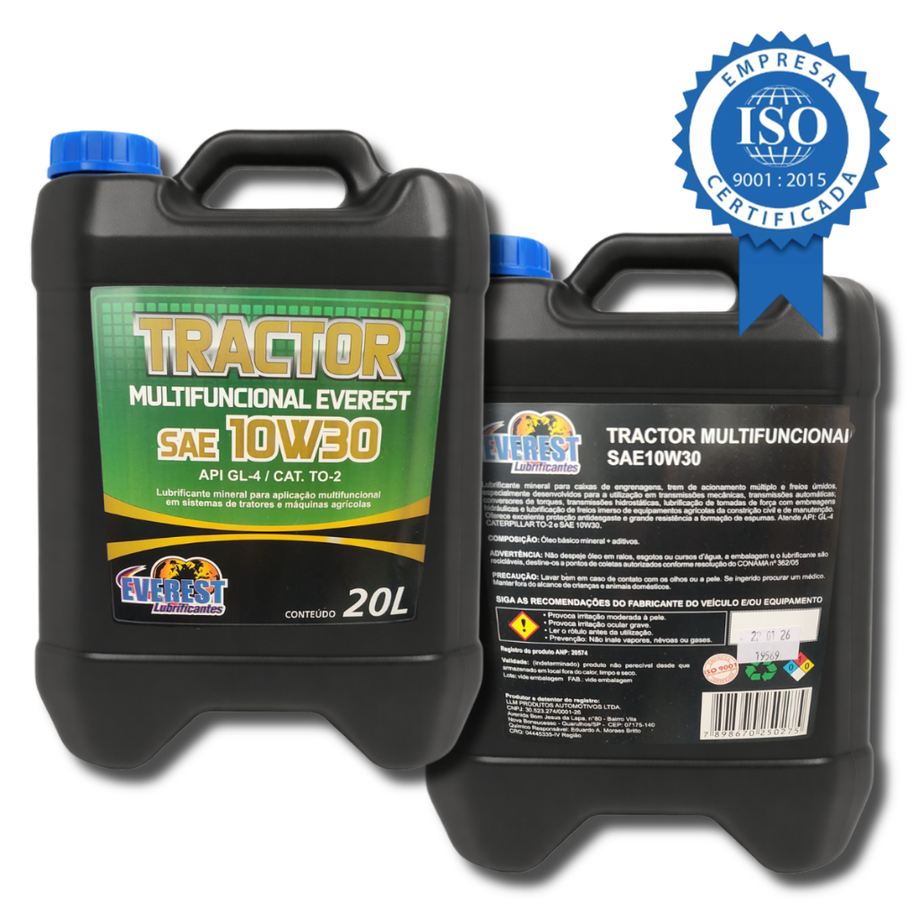 Óleo 10W30 Everest 20L UTTO Trator Hidráulico Transmissão Freio Úmido Alta Proteção Máquinas