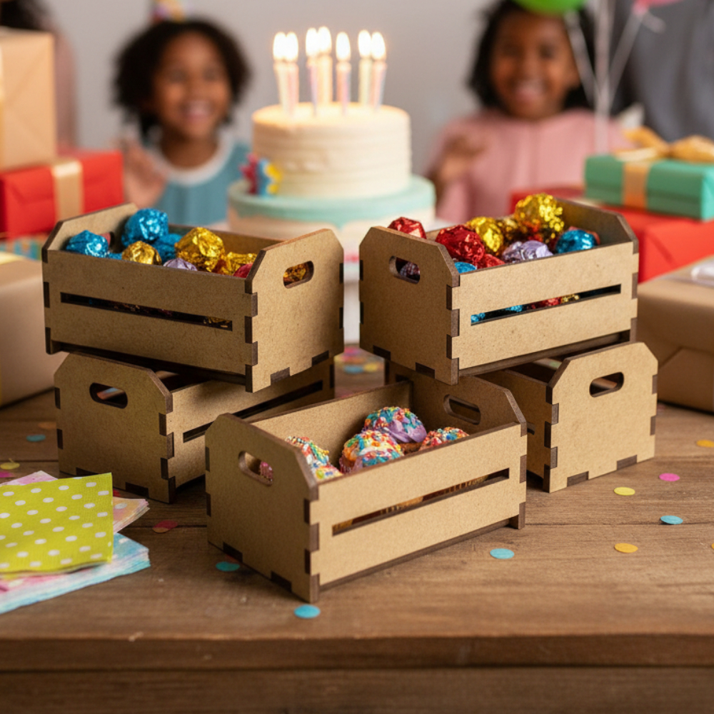 Kit Caixote mini Lembrancinha Aniversario Mdf Caixotinho